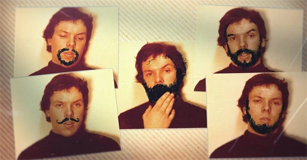 Collage of photos of a man with different beard styles in "Art For Everybody".