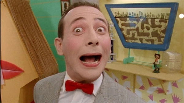 Pee-wee has a surprised look in "Pee-Wee as Himself".