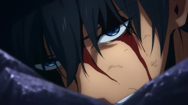 Injured character with blood from "Solo Leveling".